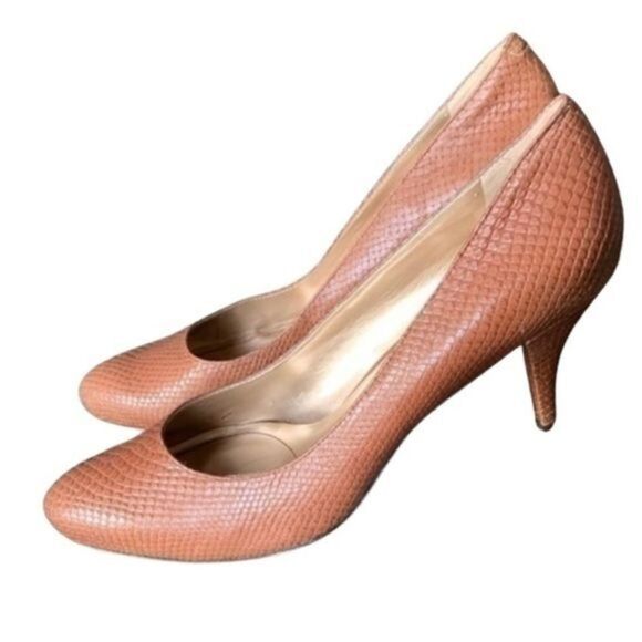 DKNY Tan Camel High Heels Snakeskin Size 10 - Picture 1 of 9